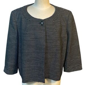 Talbots Women’s Plus Petites 16W Black White Dot 3/4 Sleeve One Button Blazer